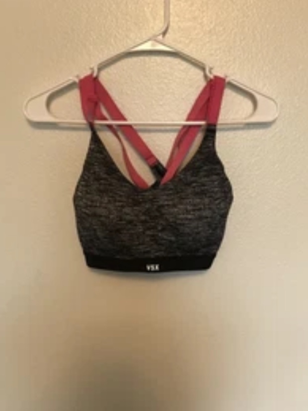 Victoria's Secret VSX Heather Gray Sports Bra with Pink Straps